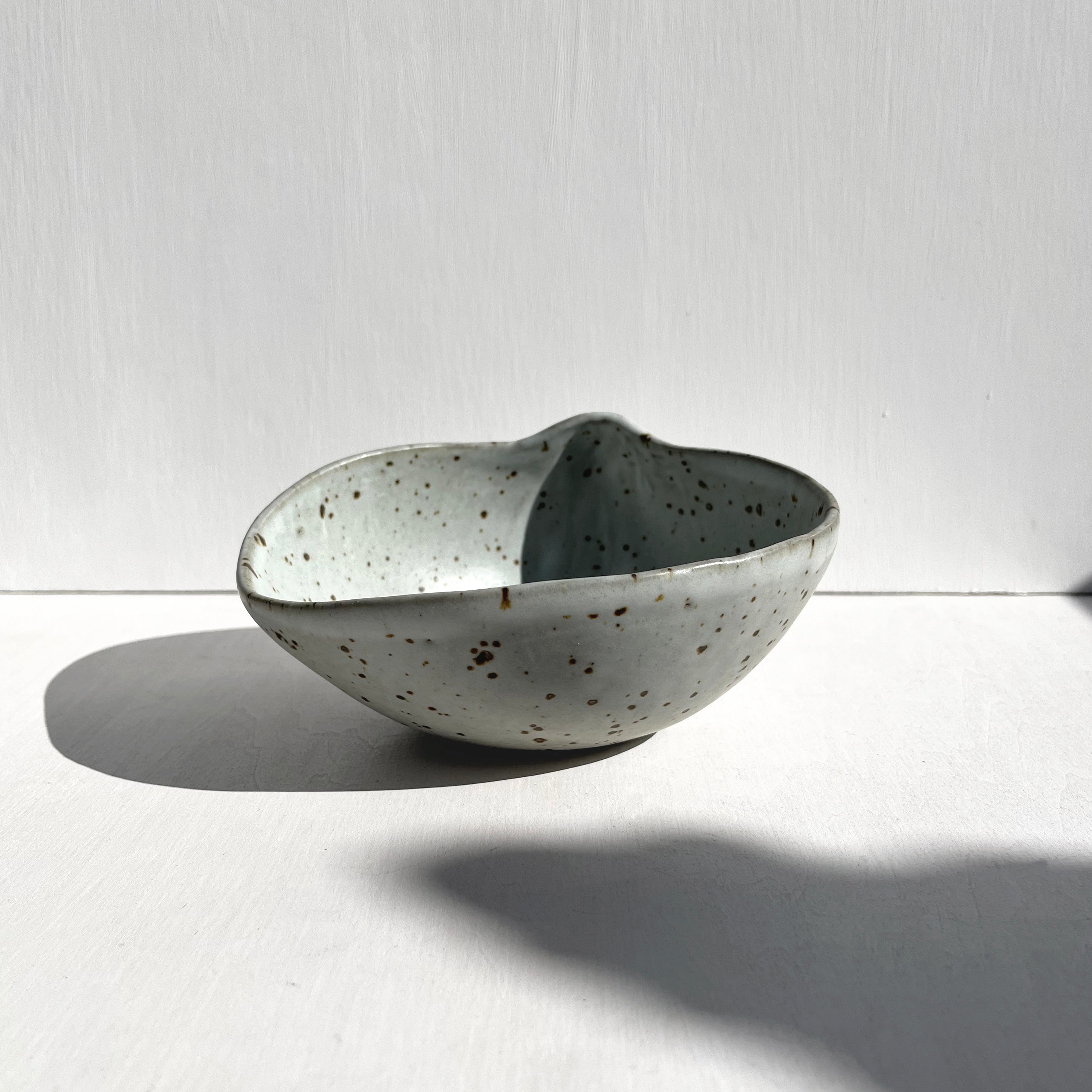 White Speckled Clamshell Bowl