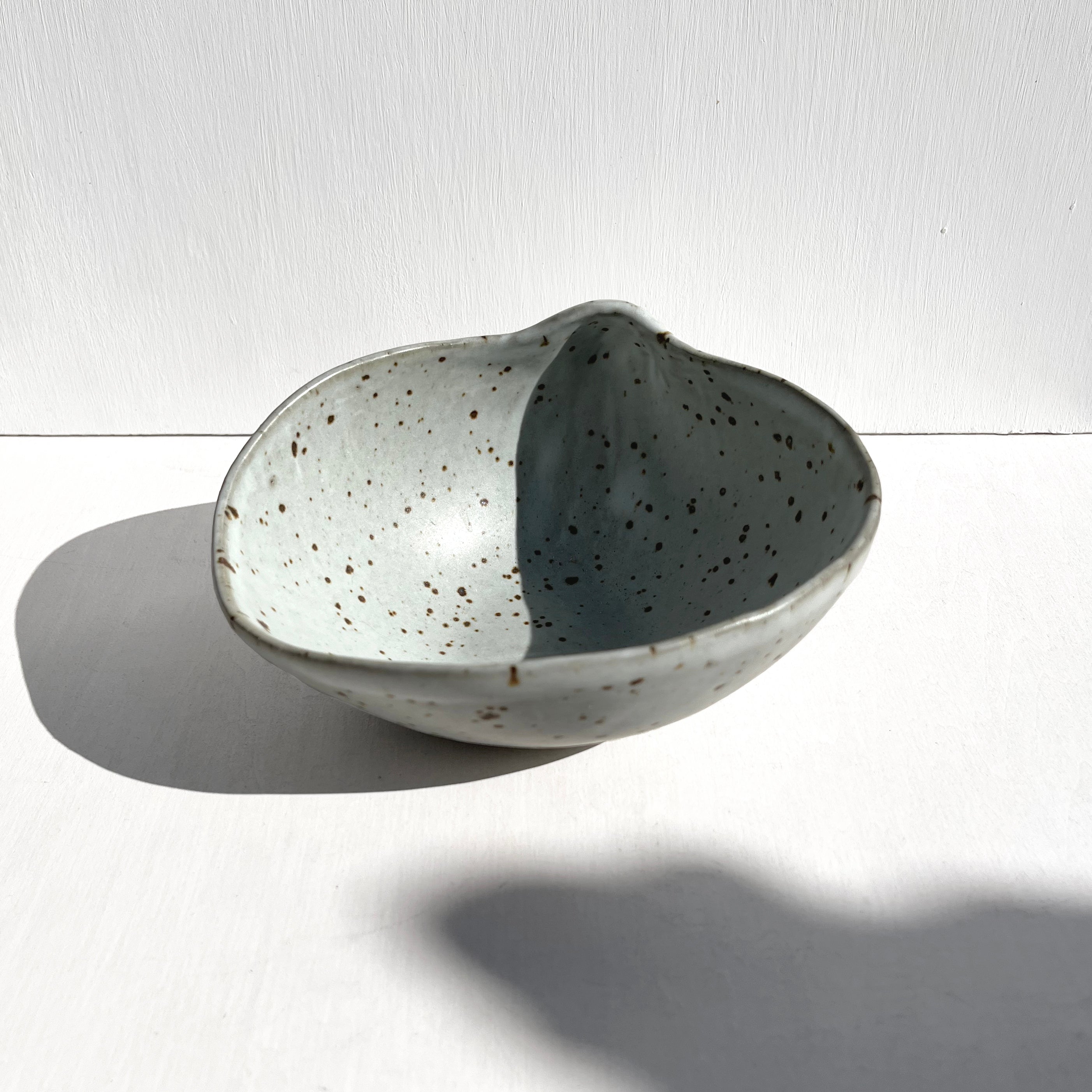 White Speckled Clamshell Bowl