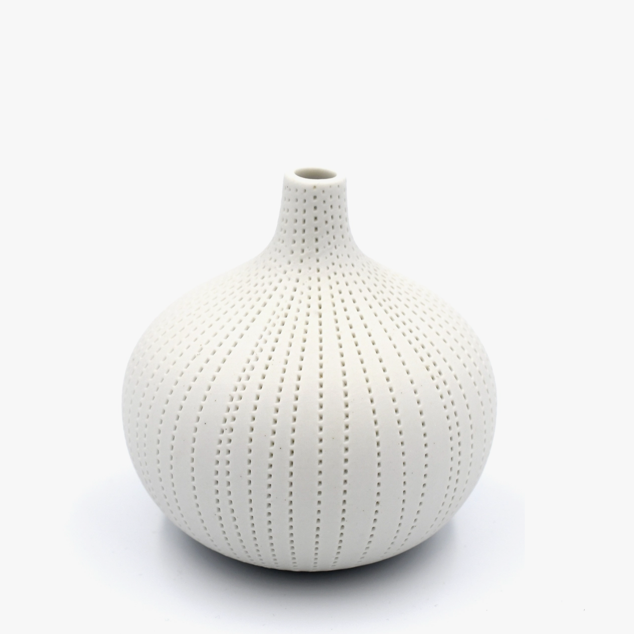 Handmade Round Coral Bud Vase, White Dots