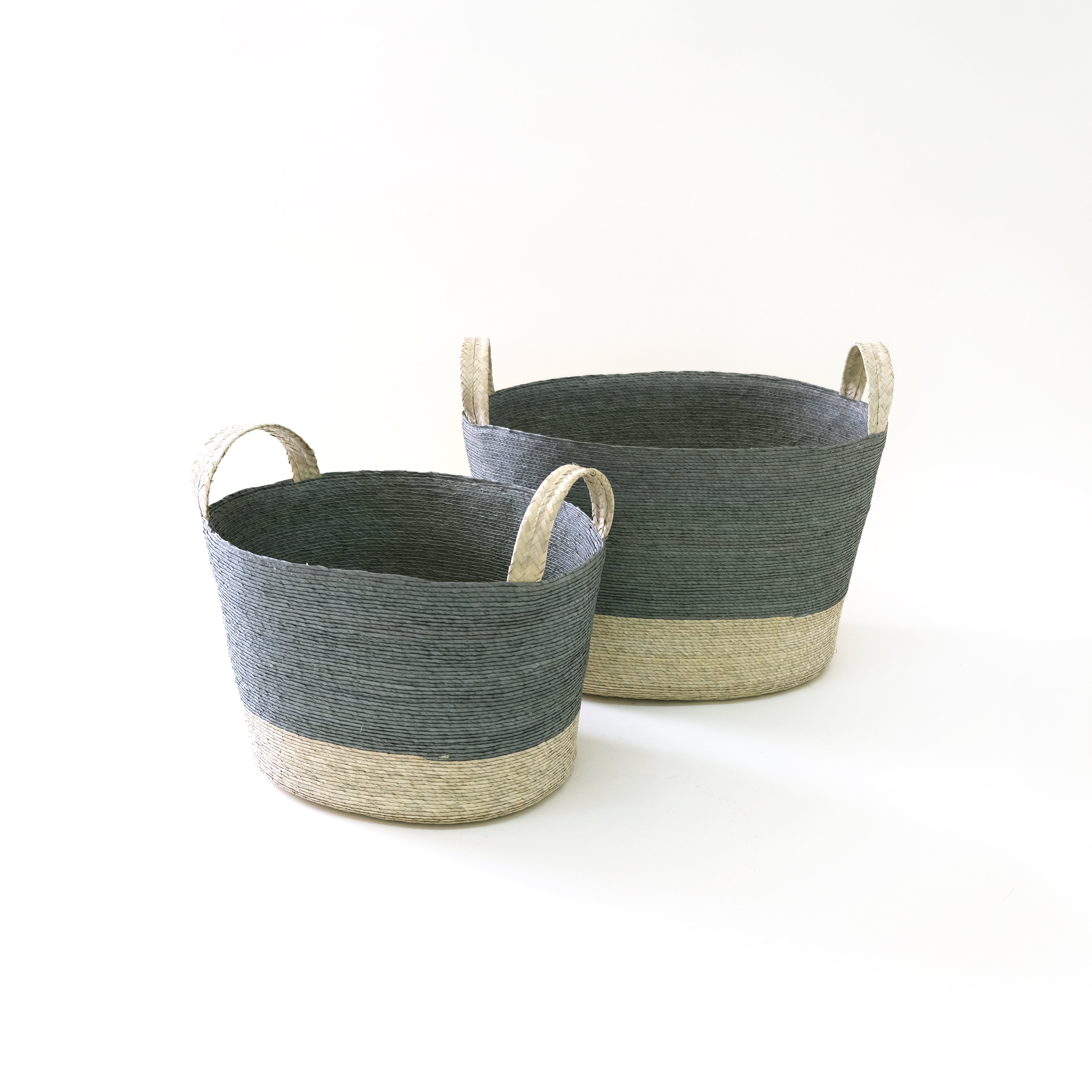 Tall Oval Floor Baskets, Teal