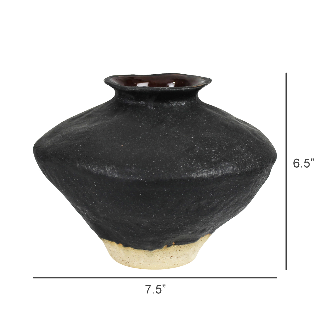 Umbria Ceramic Vase, Black Diamond