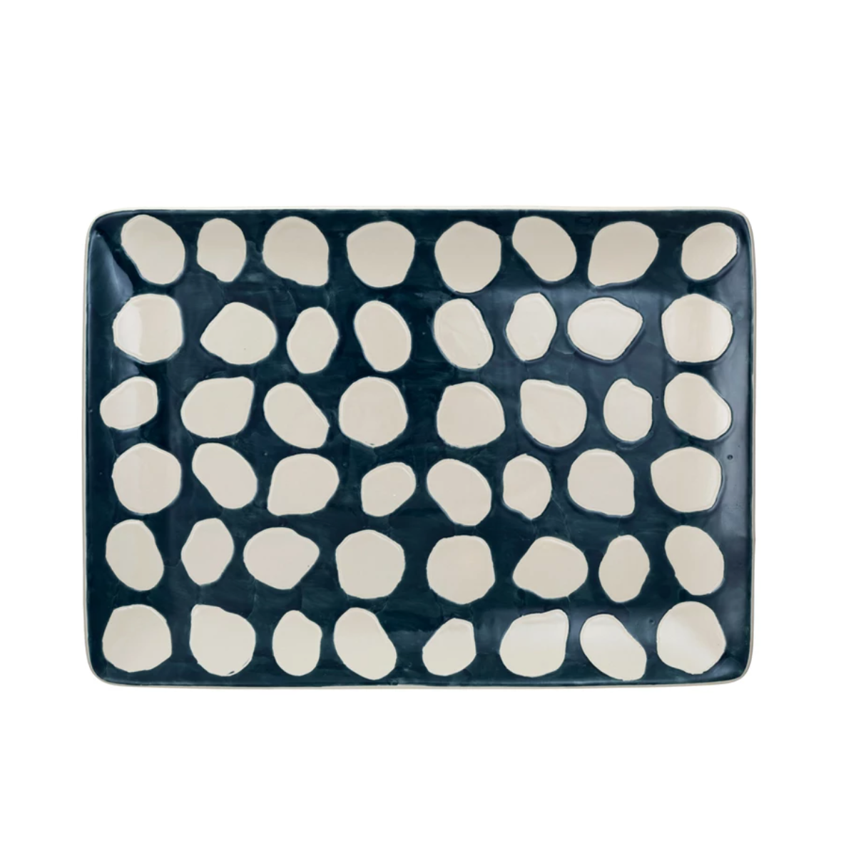 Hand-Painted Dot Serving Platter