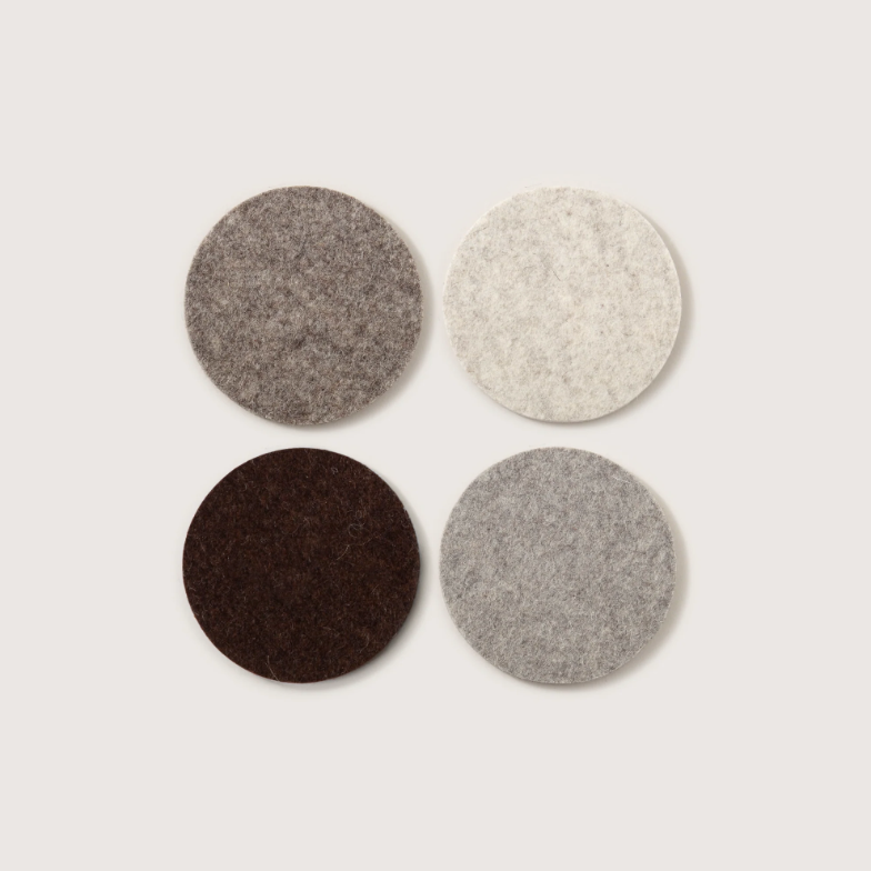 Merino Wool Felt Coasters, Set of 4, Round