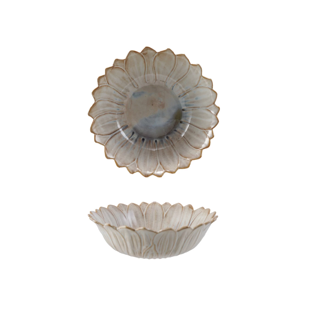 Stoneware Flower Serving Bowl