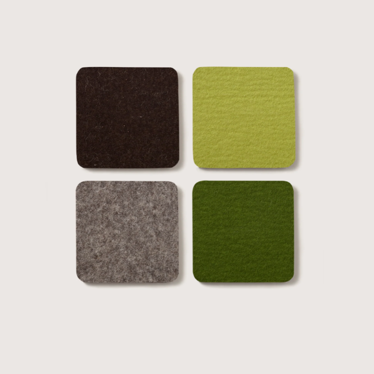 Merino Wool Felt Coasters, Set of 4, Square