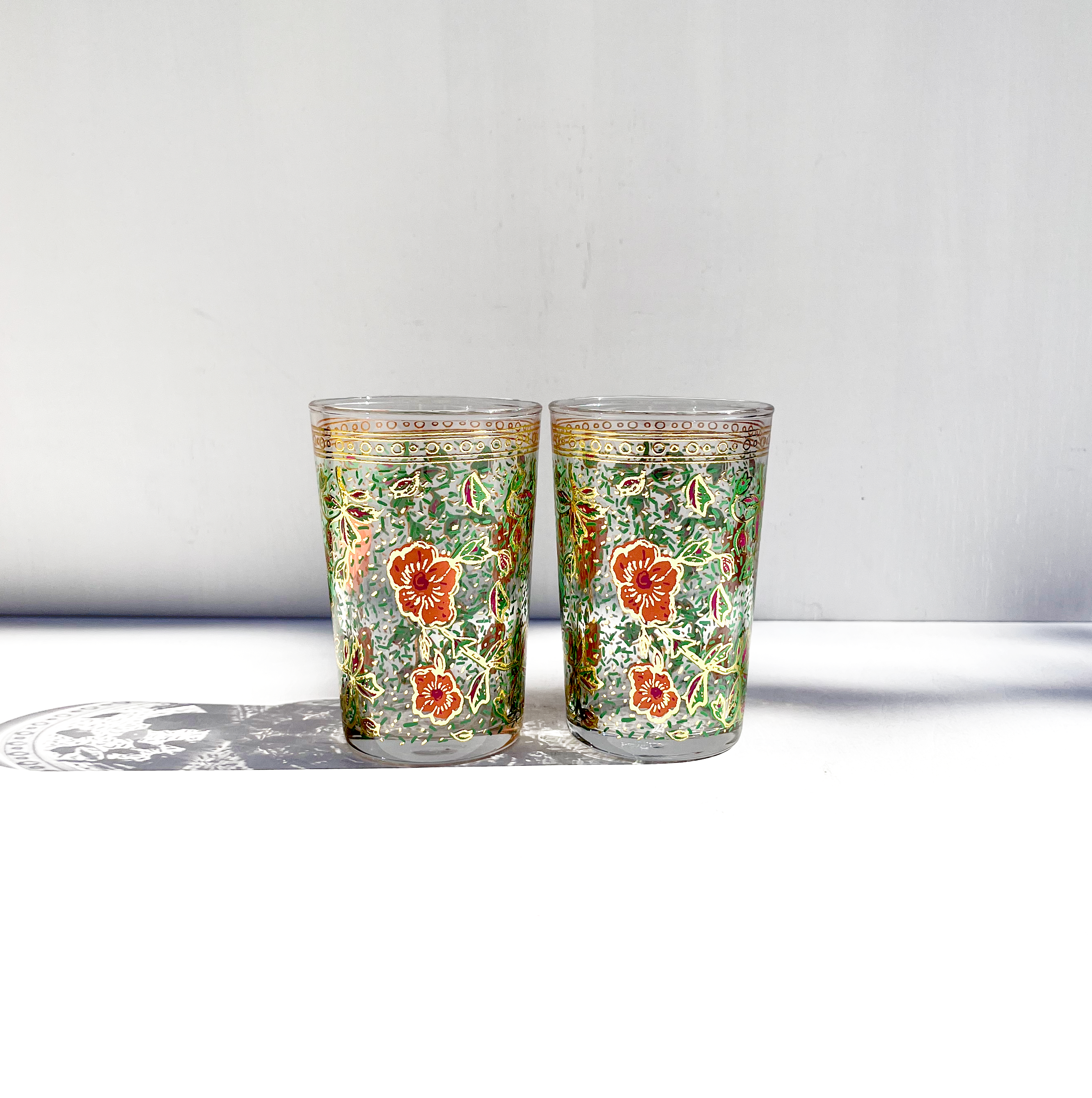 Moroccan Hand Painted Garden Tea Glass, Set of 2