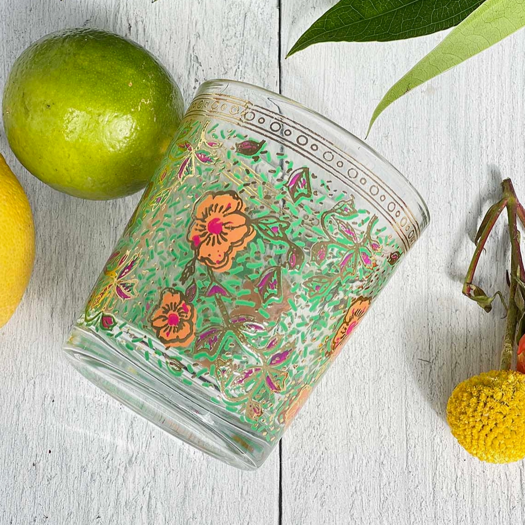 Moroccan Hand Painted Garden Tumblers, Set of 2