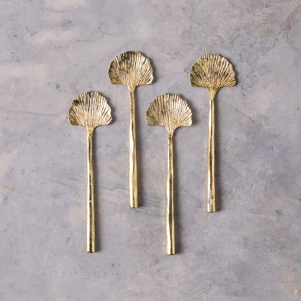 Gingko Gold Mini Spoons, Set of 4
