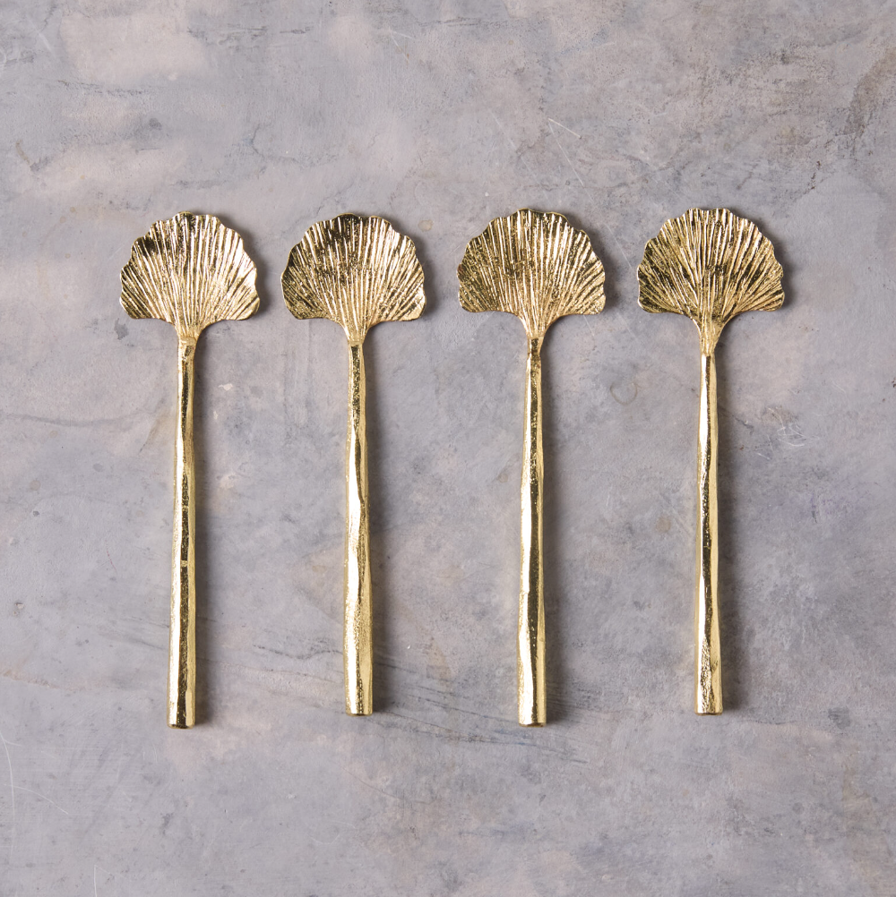 Gingko Gold Mini Spoons, Set of 4