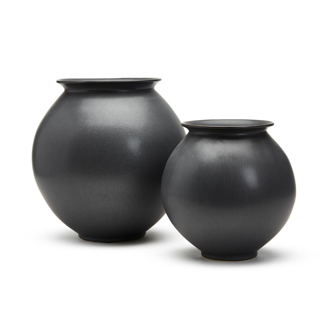 Globe Ceramic Vase, Matte Black