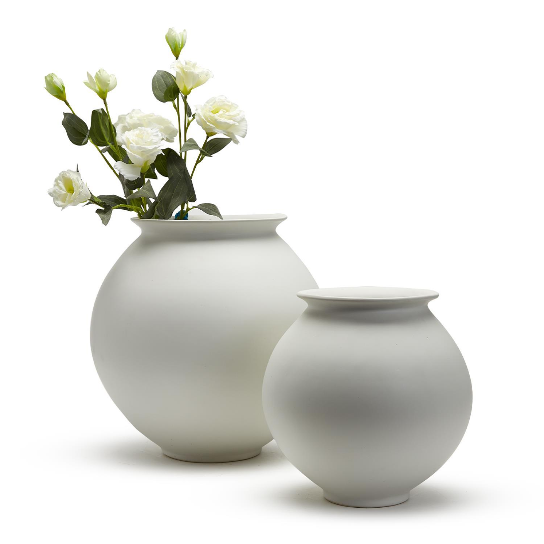 Globe Ceramic Vase, Matte White