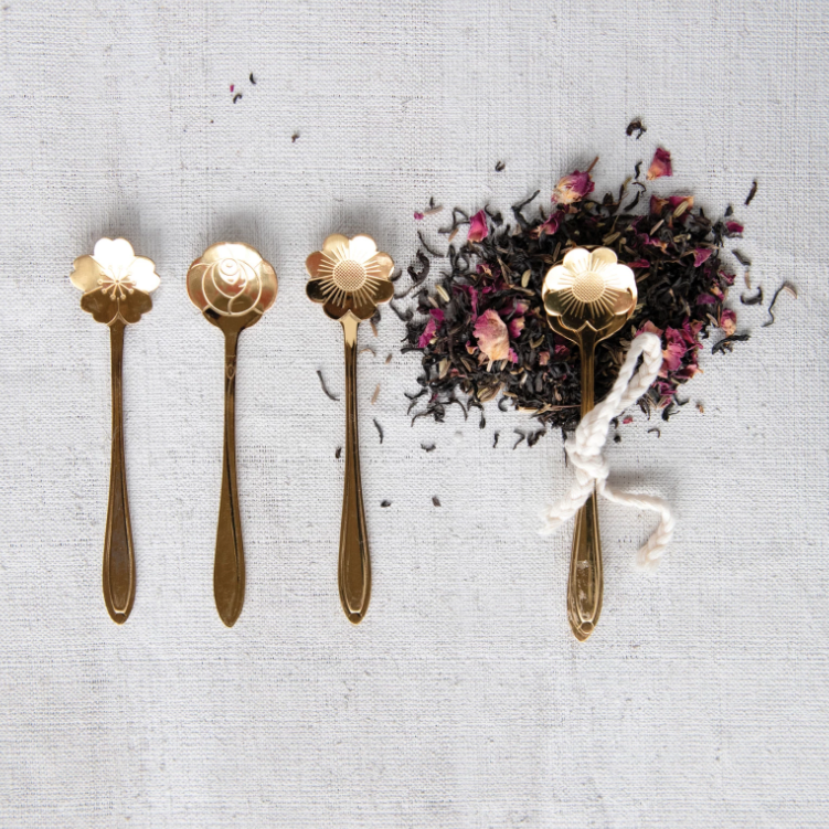 Gold Flower Coffee Spoon, Set of 3