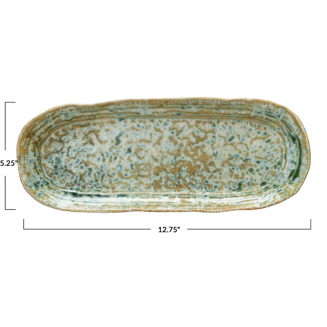 Green Crackle Stoneware Platter