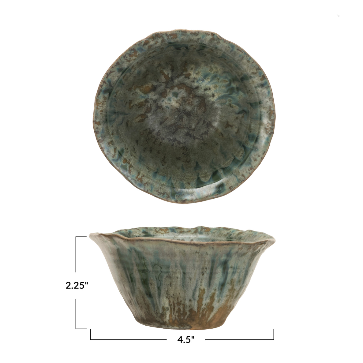 Green Crackle Stoneware Small Bowl