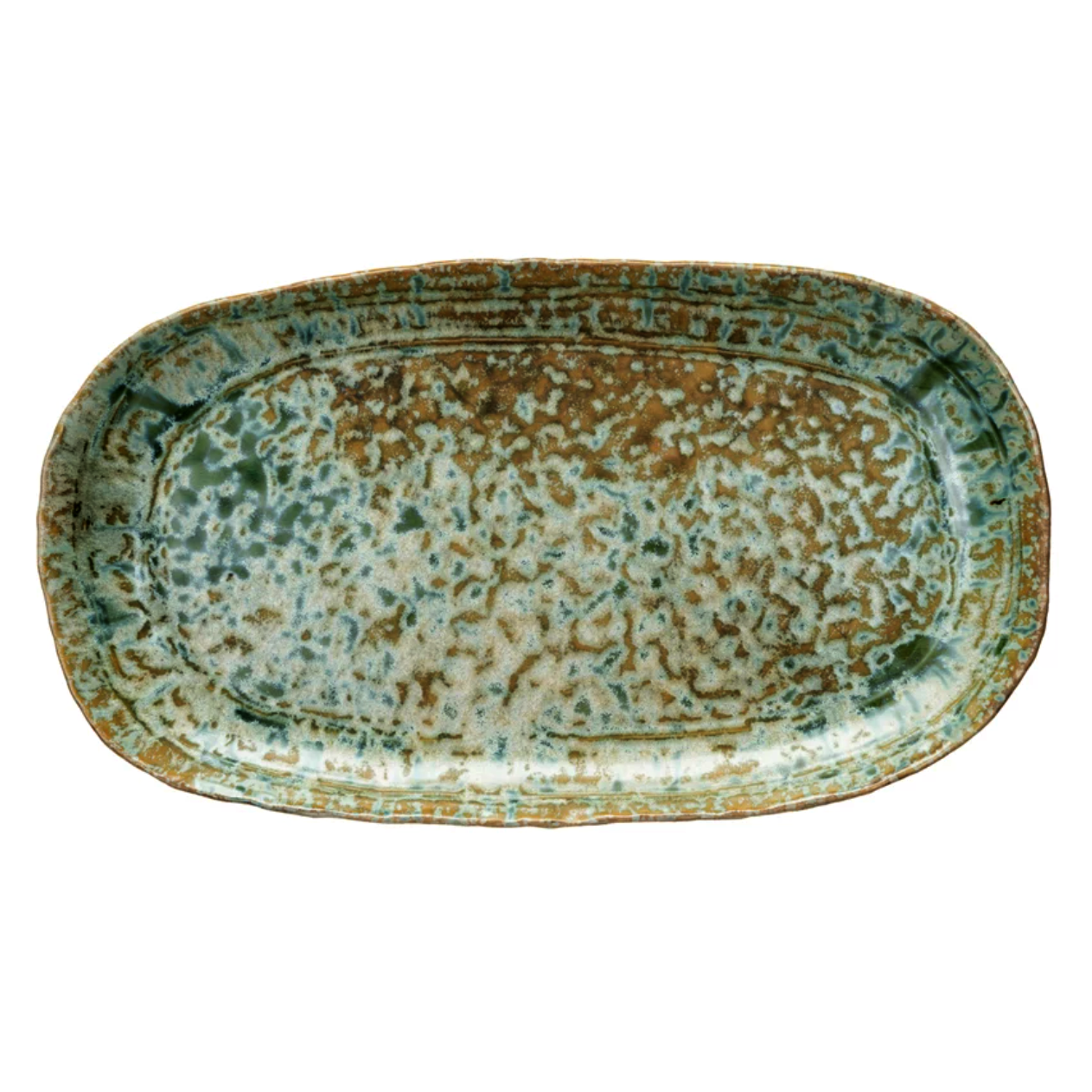 Green Crackle Stoneware Platter