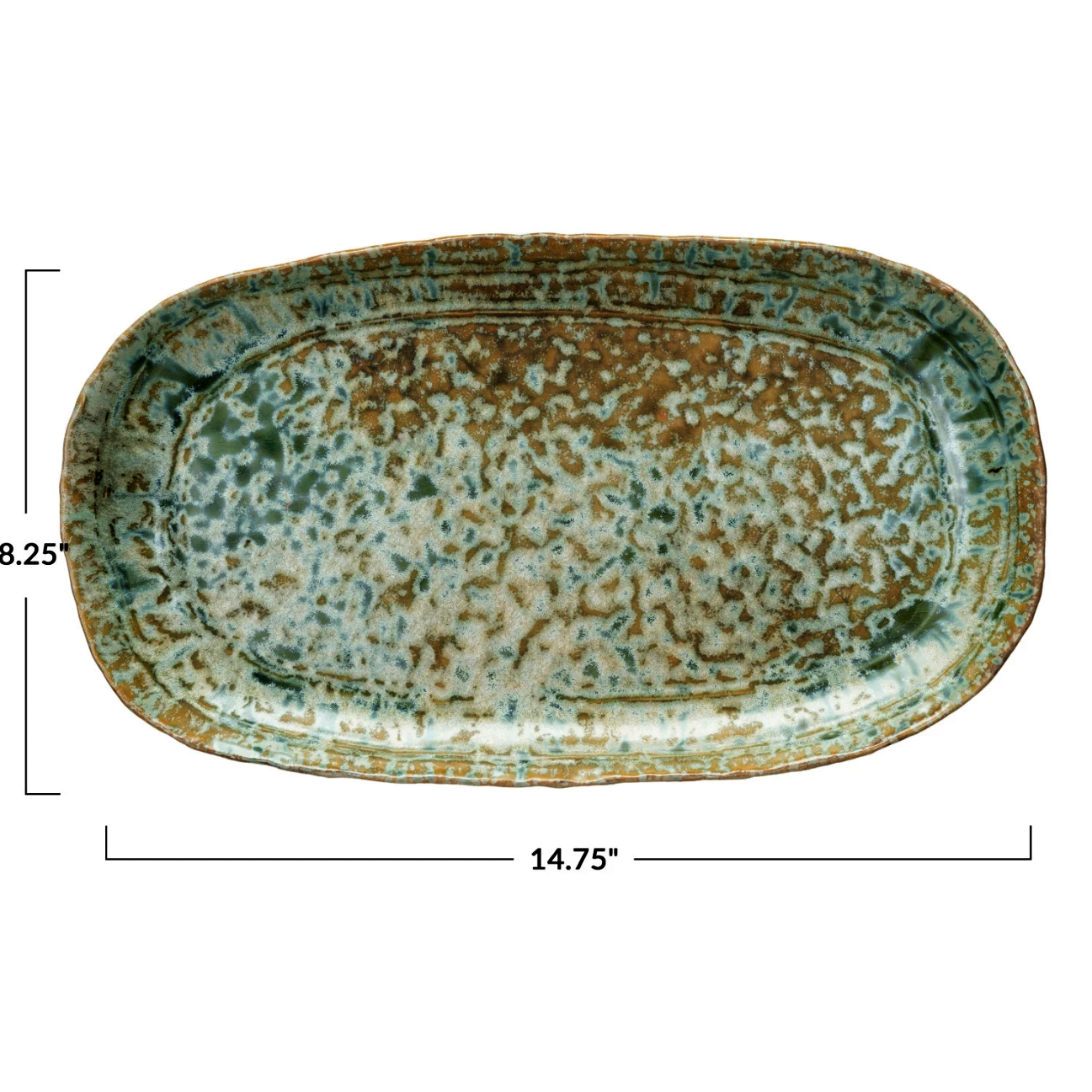 Green Crackle Stoneware Platter