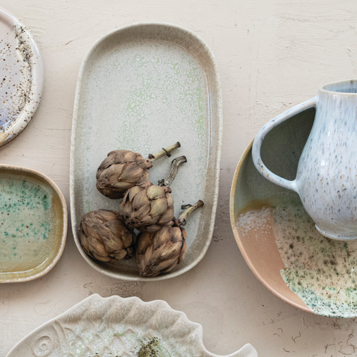 Green Splash Stoneware Platter