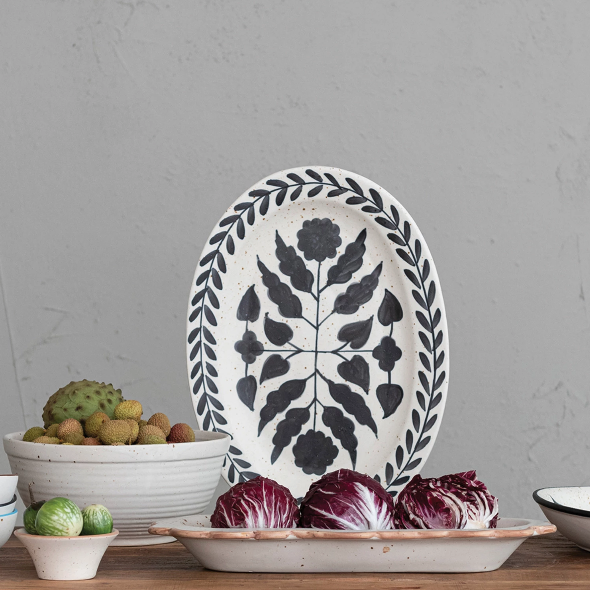 Hand Painted Floral Platter