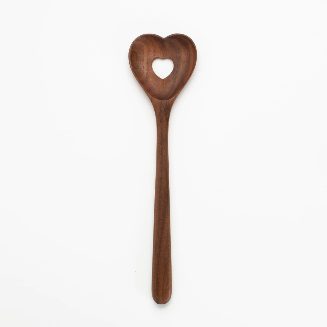 Walnut Heart Slotted Spoon