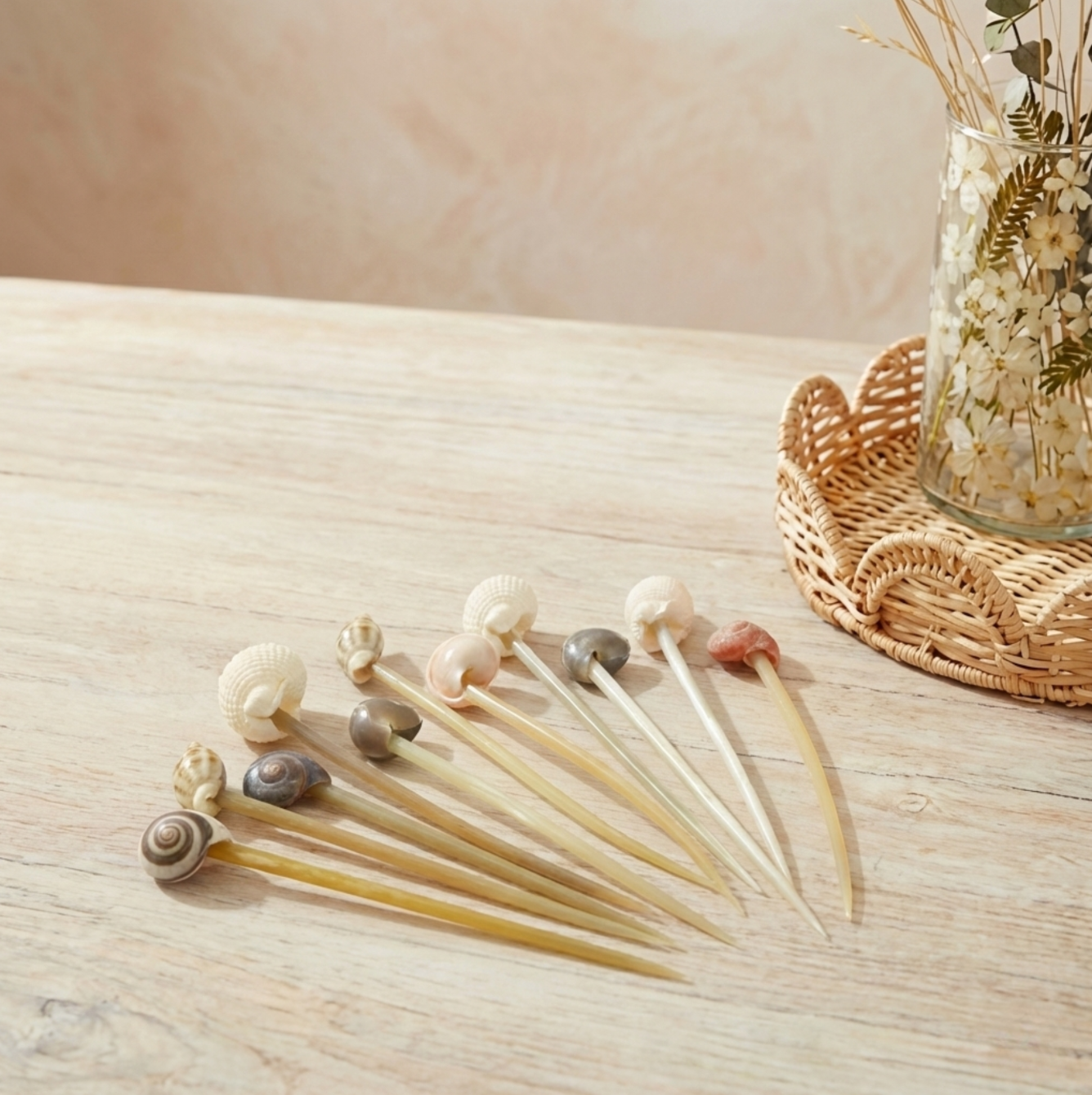 Horn and Seashell Appetizer Picks, Set of 10