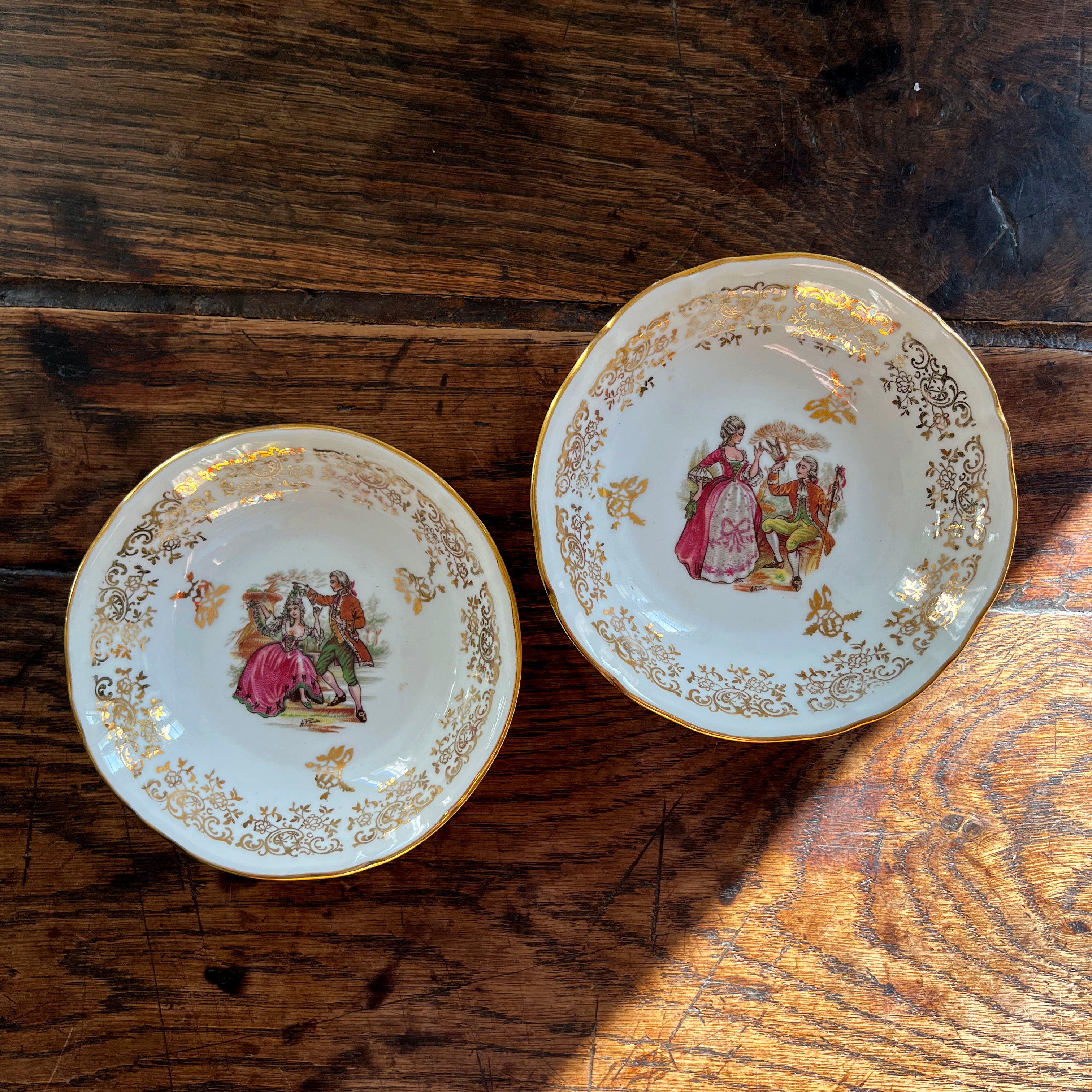 Vintage Small Shallow Bowl with Gold Border