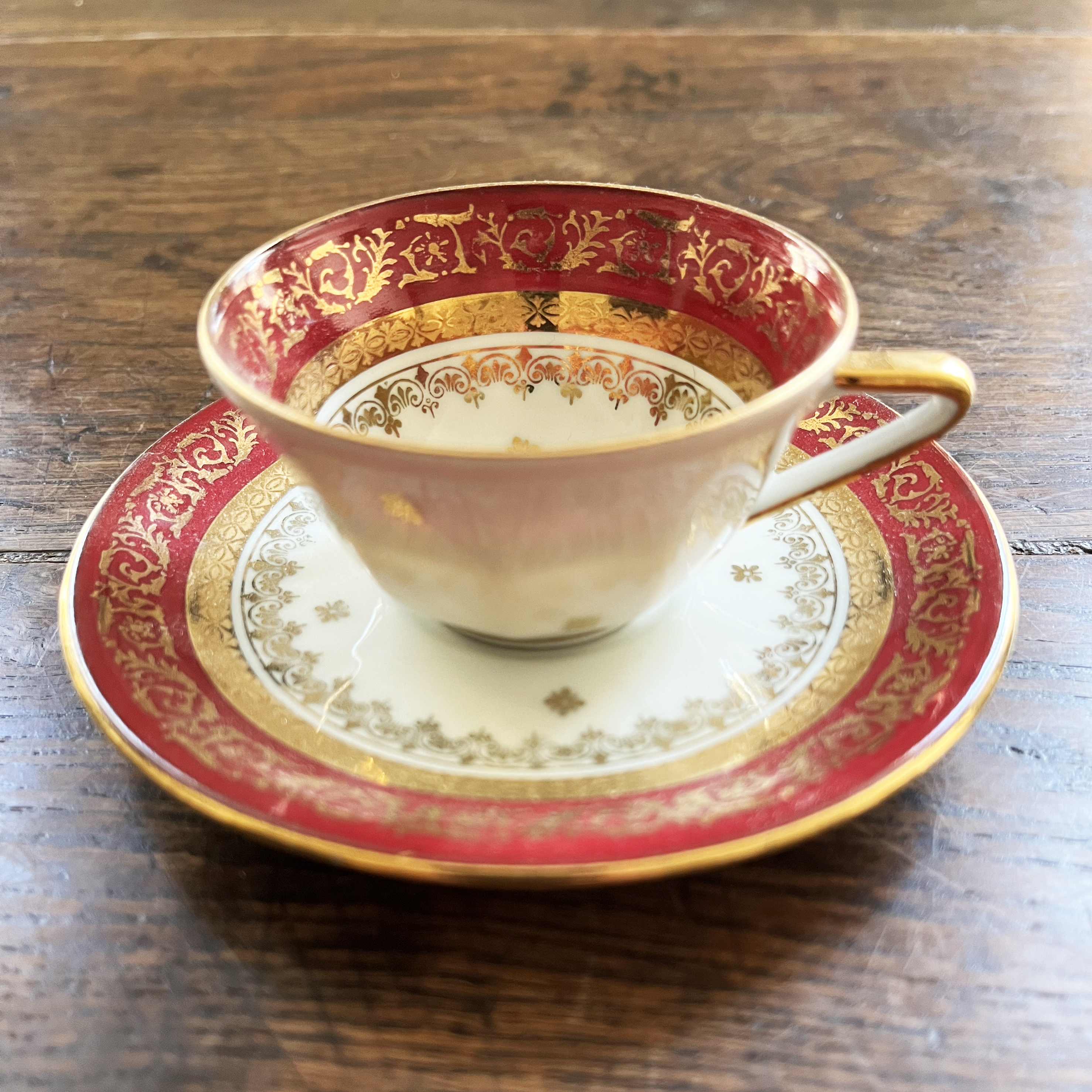 Vintage French Limoges Tea Cup & Saucer, Set of 4