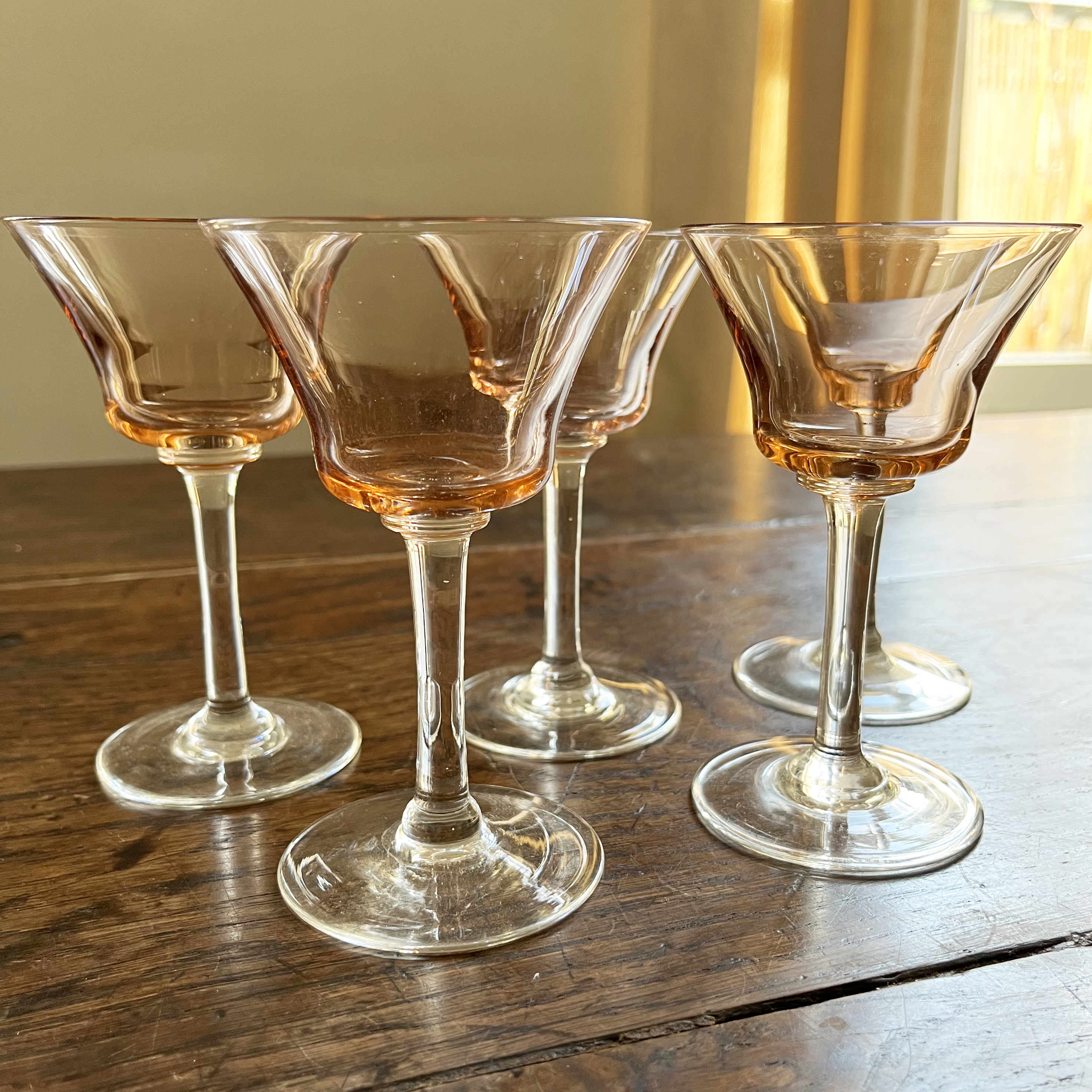 Vintage French Pink Cordial Glass, Set of 5