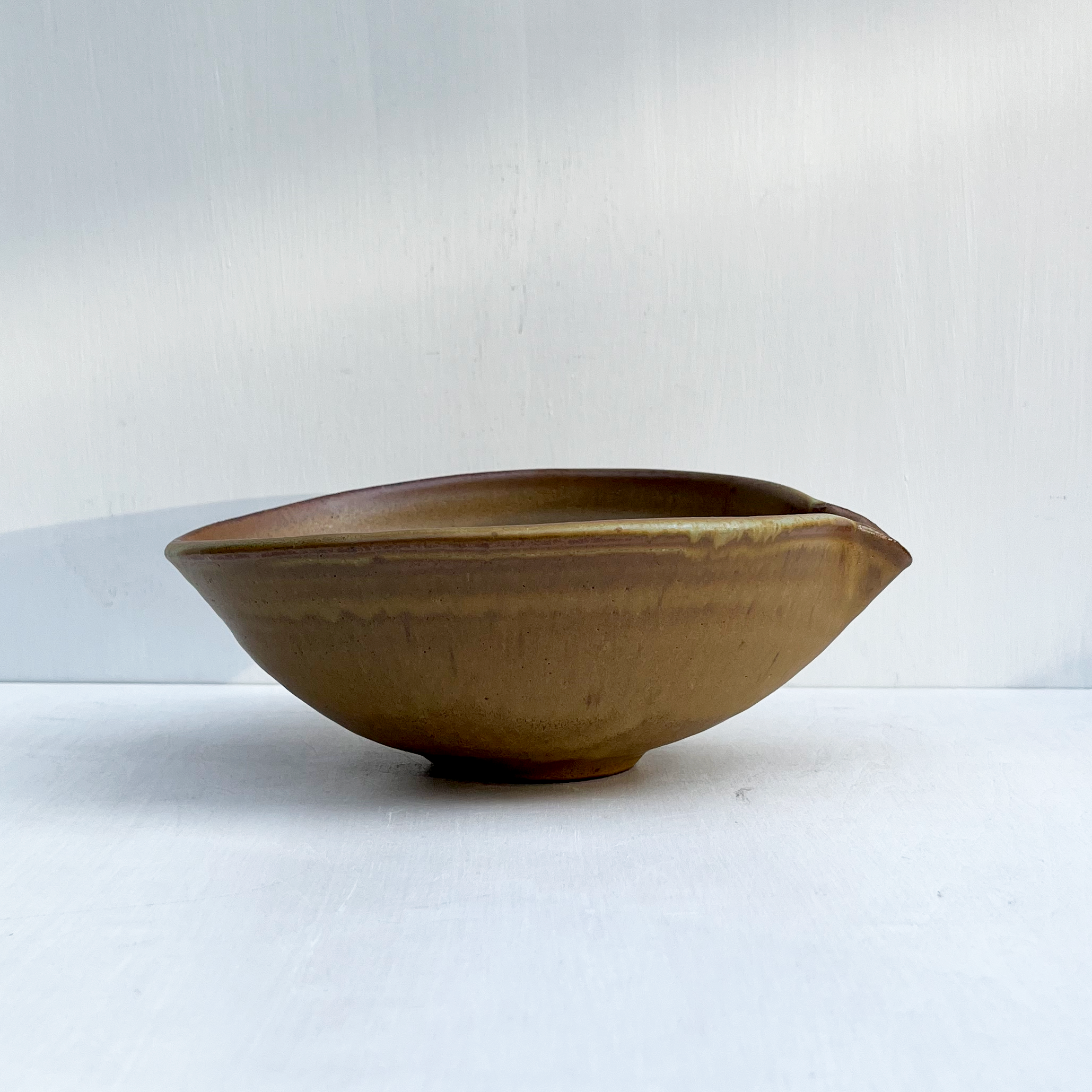 Brown Wide Shallow Bowl with Spout