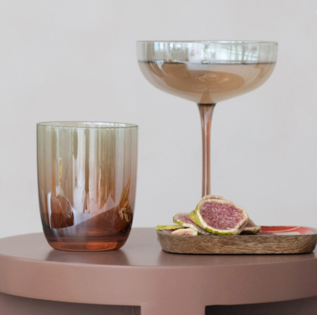 Iridescent Tumbler, Amber and Green