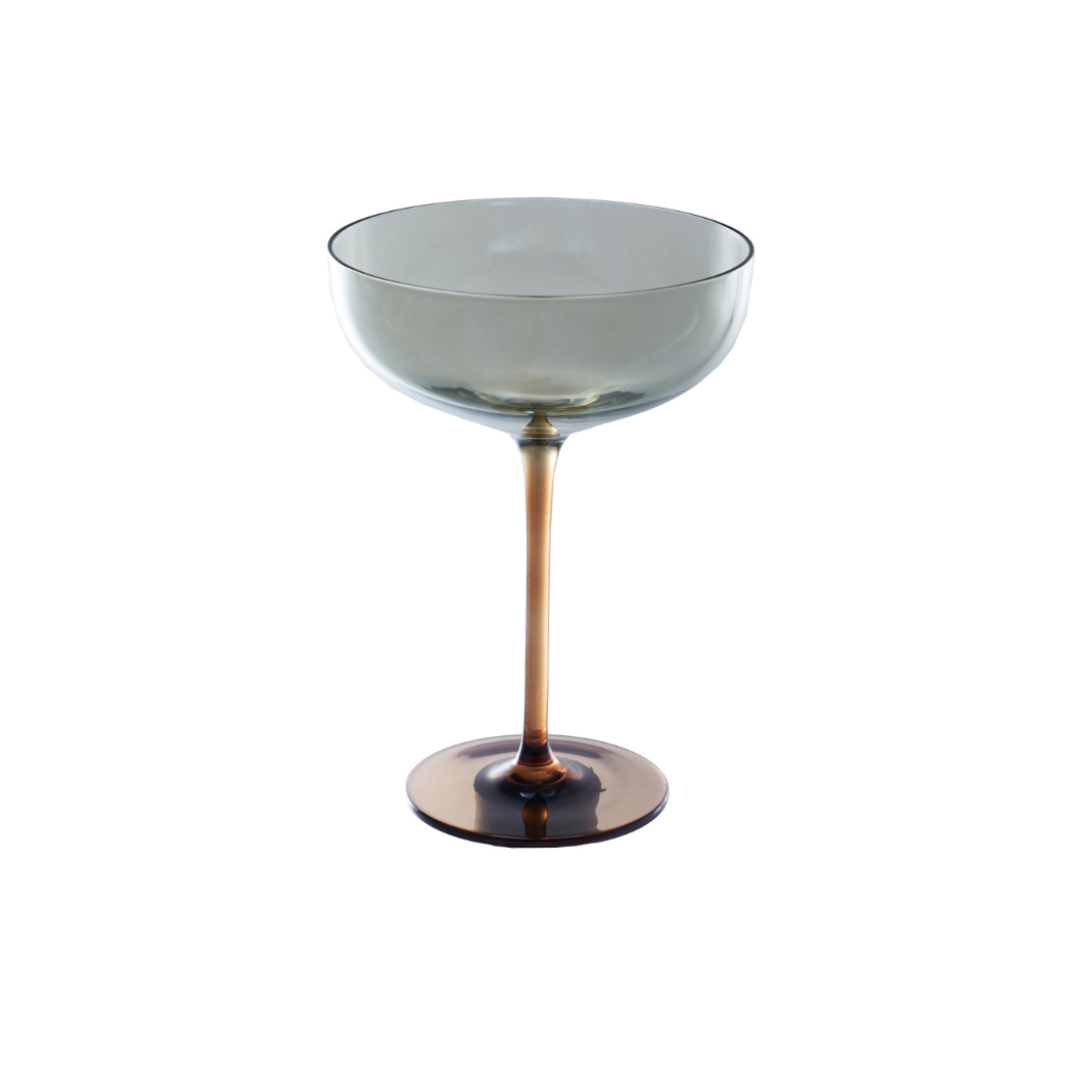Iridescent Martini Glass, Amber and Green