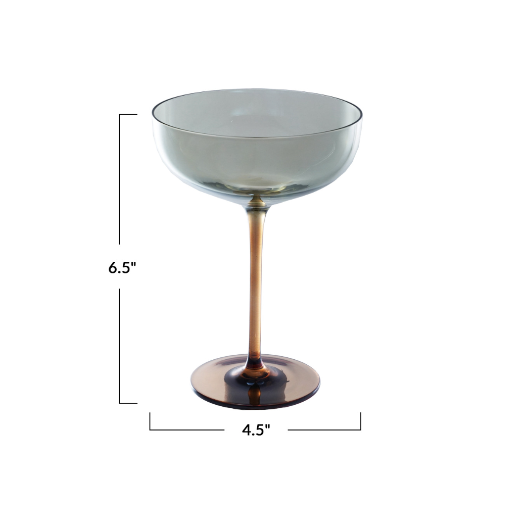 Iridescent Martini Glass, Amber and Green