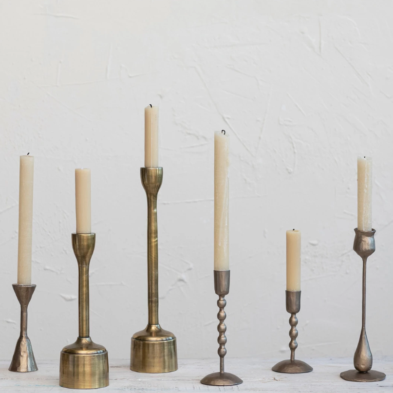 Hand Forged Iron Candleholder, Pearl