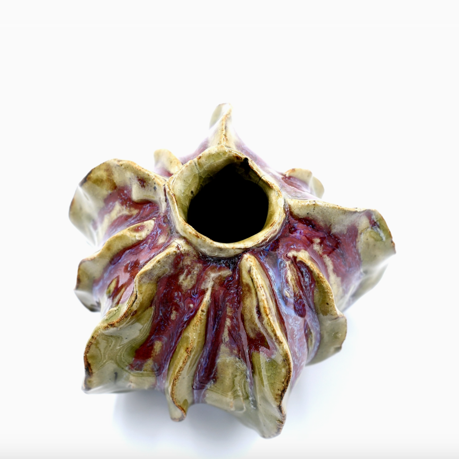 Handmade Loofah Round Vase, Purple