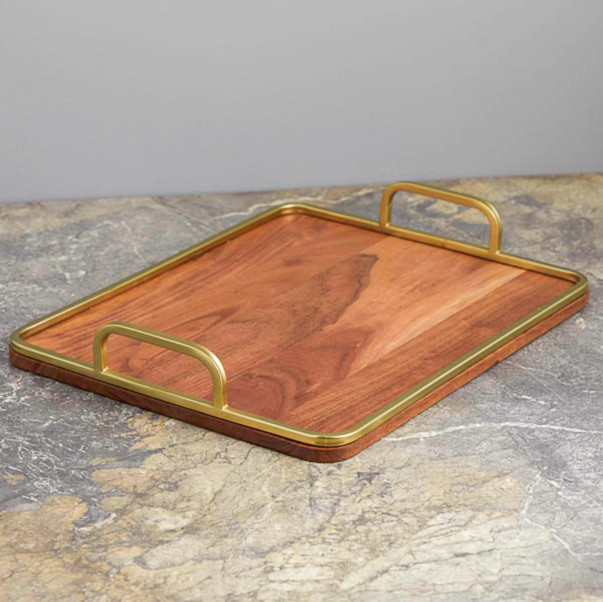 Mango Wood and Brass Tray