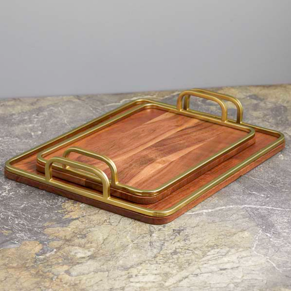 Mango Wood and Brass Tray