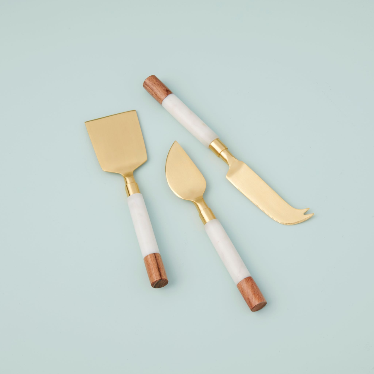 Marble & Acacia Cheese Servers, Set of 3