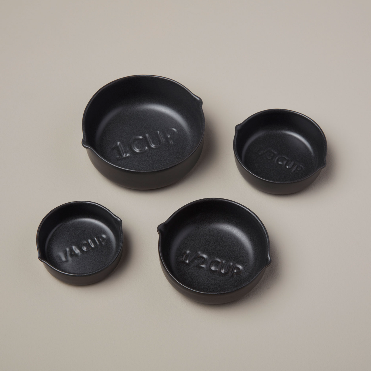 Black Stoneware Measuring Cups, Set of 4