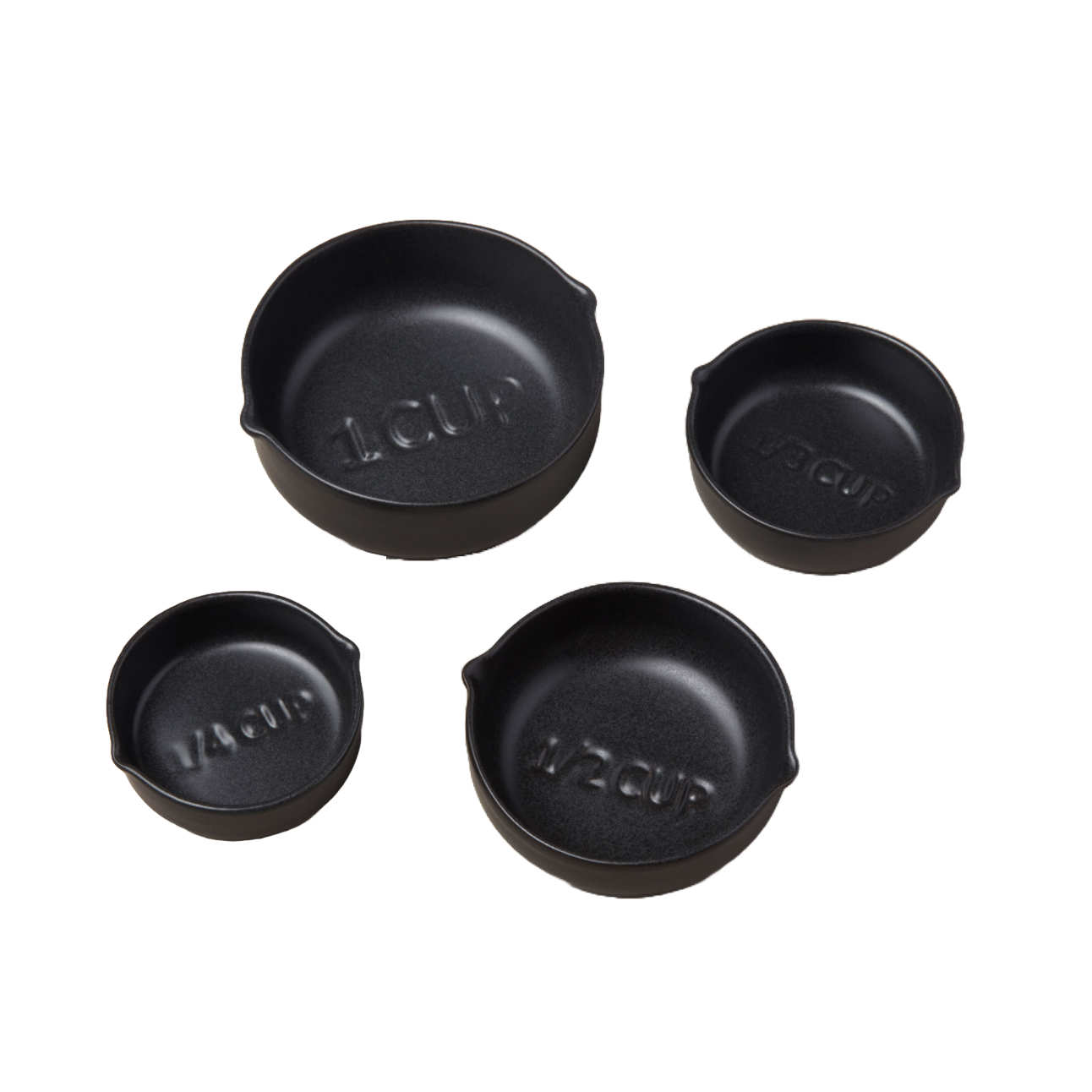 Black Stoneware Measuring Cups, Set of 4