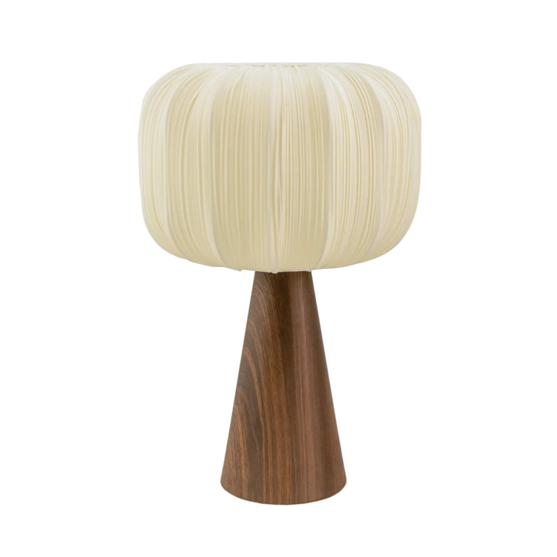 Metal Lamp w/ Pleated Fabric Shade and Wood Finish