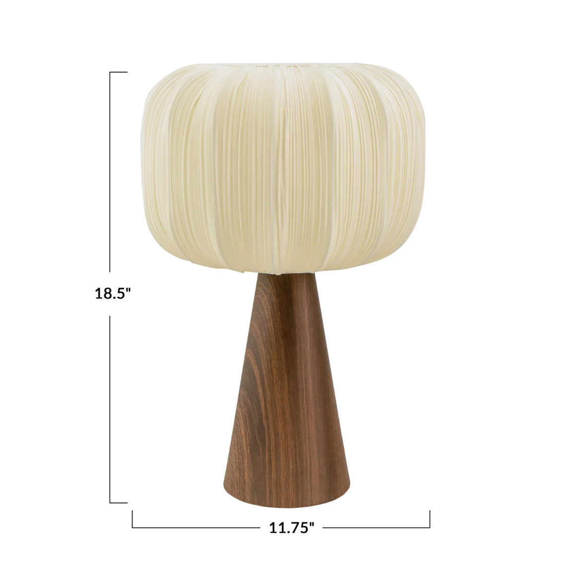 Metal Lamp w/ Pleated Fabric Shade and Wood Finish