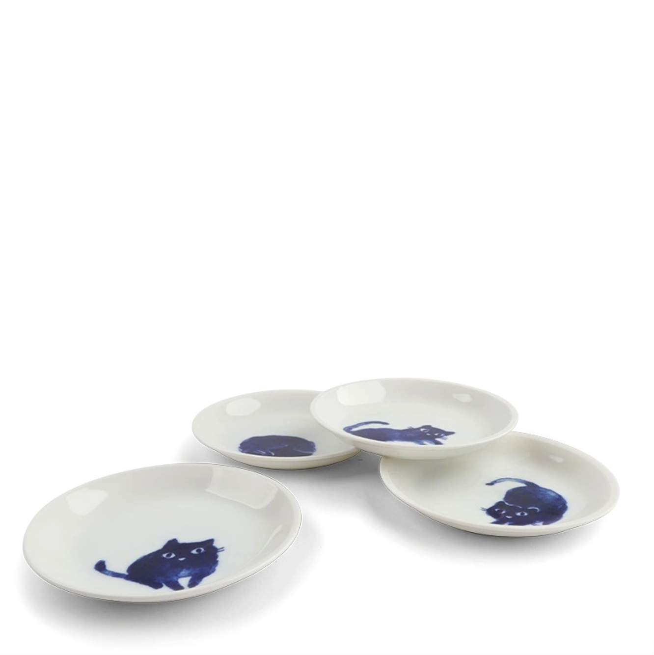 Midnight Cat Sauce Plates, Set of 4
