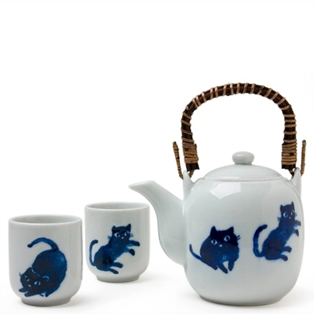 Midnight Cat Tea Set, Set of 3