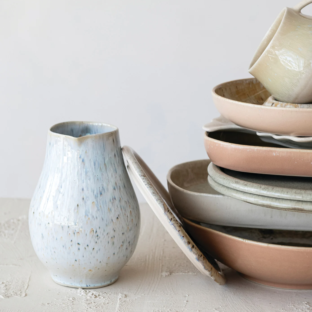 Blue Speckled Stoneware Pitcher