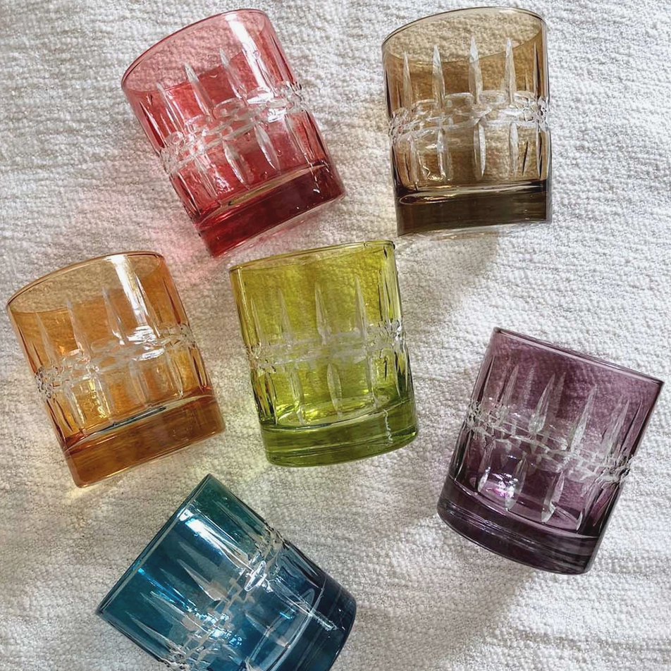 Moroccan Carved Crystal Tumblers, Set of 6