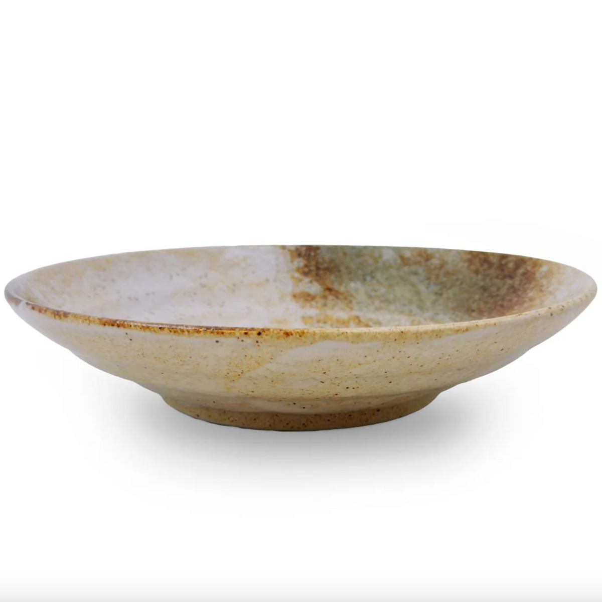 Moss White Shallow Footed Serving Bowl
