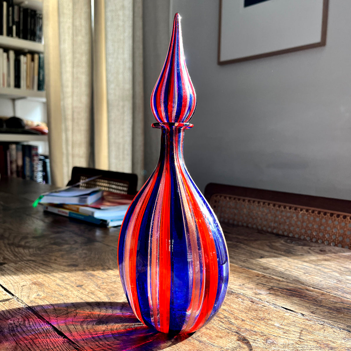 Mid-Century Murano Glass Decanter w/ Flame Stopper
