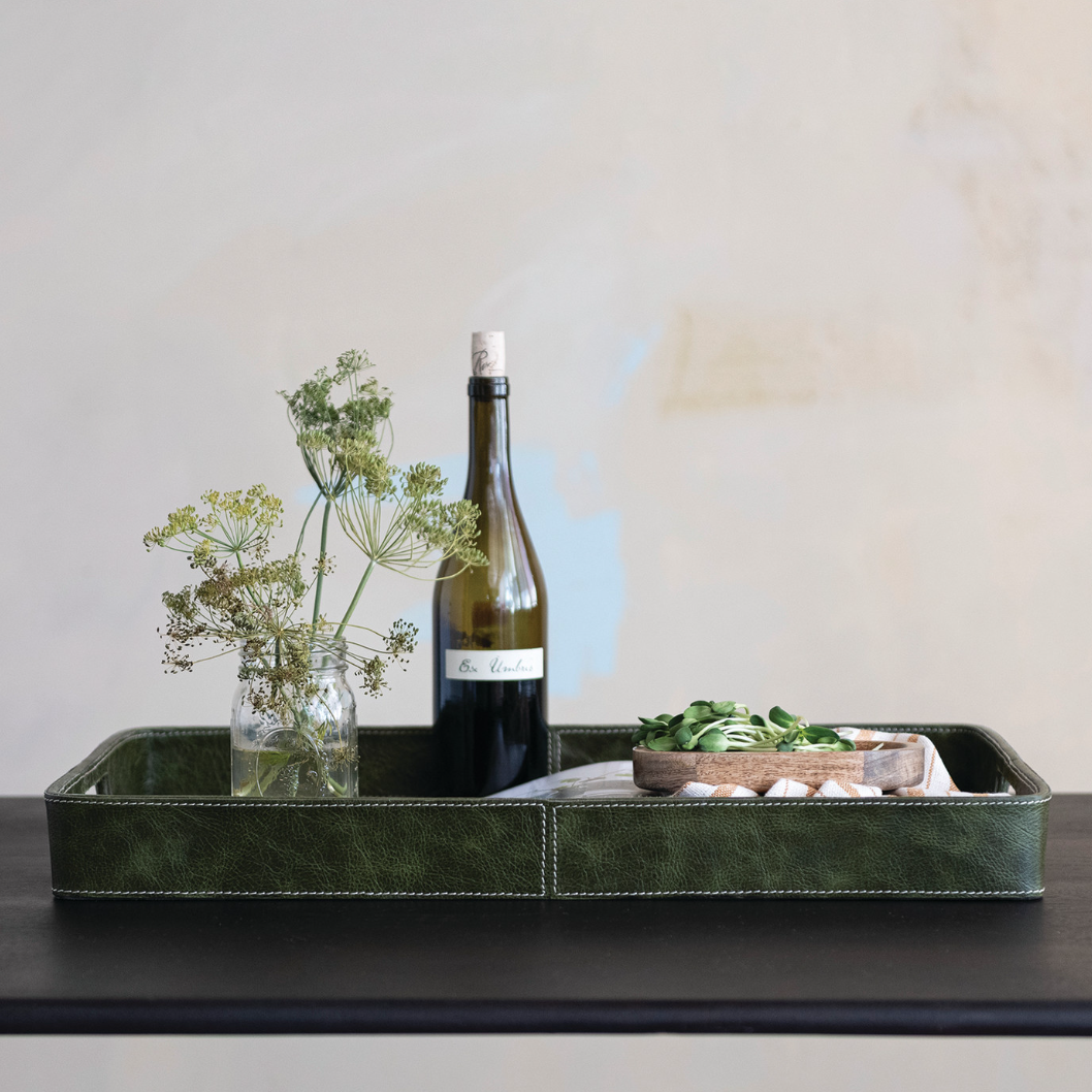 Olive Leather Tray