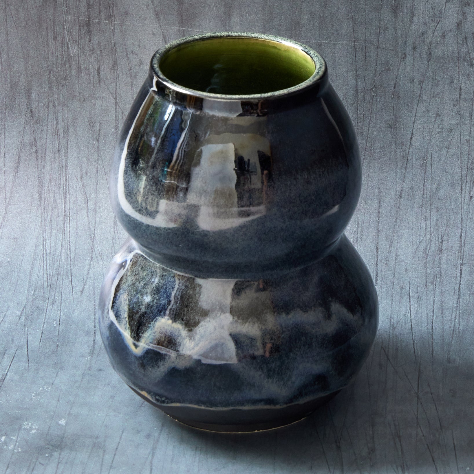 Tall Stoneware Black Spearmint Vase