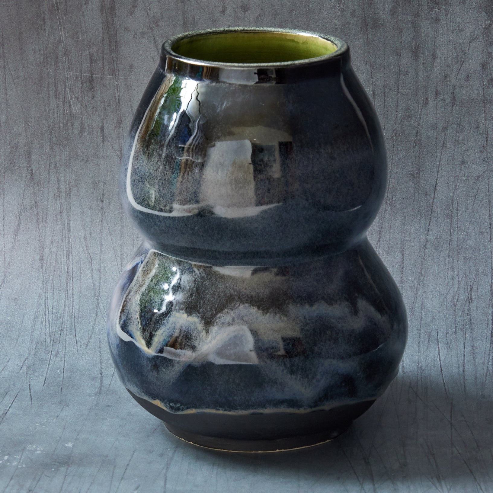 Tall Stoneware Black Spearmint Vase