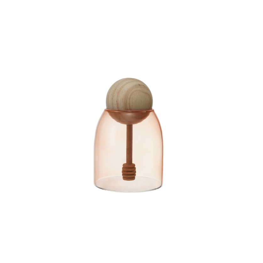 Pink Glass Honey Jar